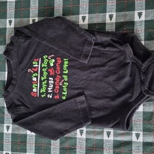 Okie Dokie Unisex Black Cotton Santa List Onsie 6-9M